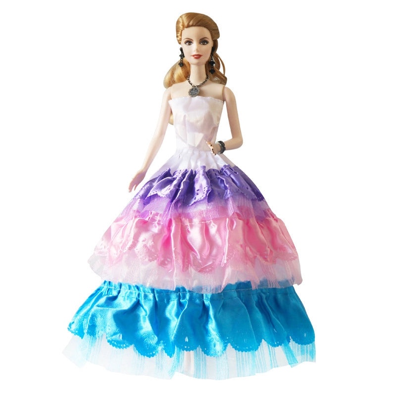 30cm Doll Wedding Dress Princess Tail Evening Gown for Girls Toy Large Half Bag Dress|Doll Clothes