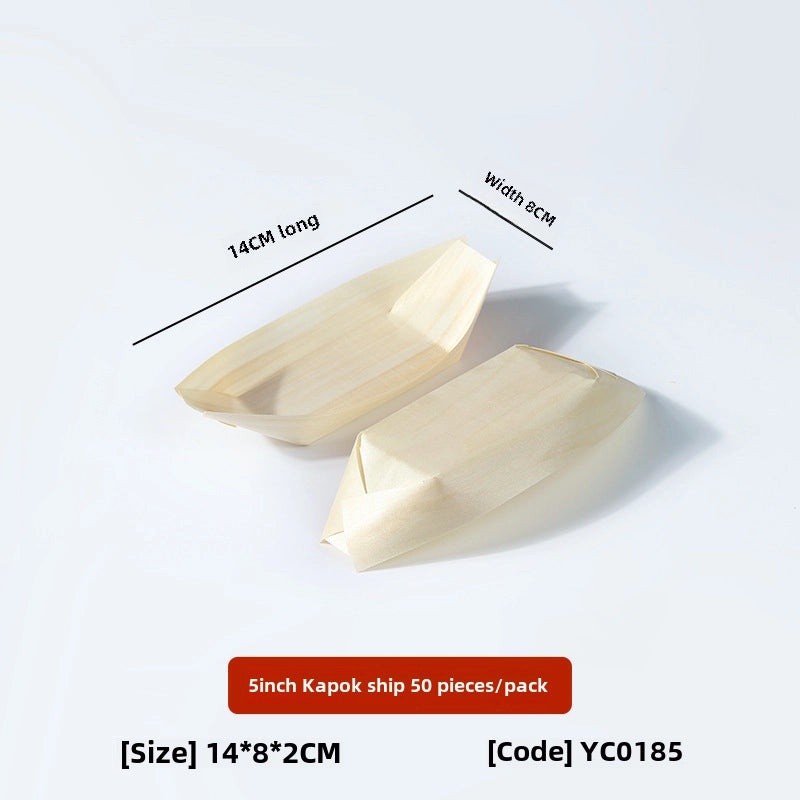 一次性木质寿司船餐盒 创意木质餐具 便携零食盘 刺身托盘 | 餐具与餐盒