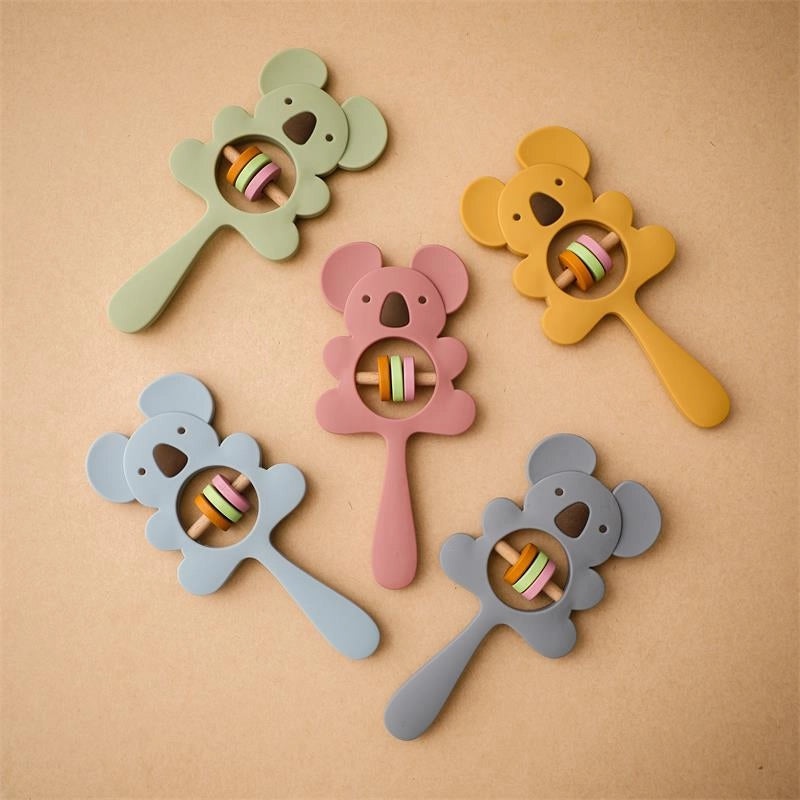 Silicone Koala & Elephant Baby Hand Rattle Teether Soothing Puzzle Bell Gnaw Gum Toy|Baby Toys & Teethers