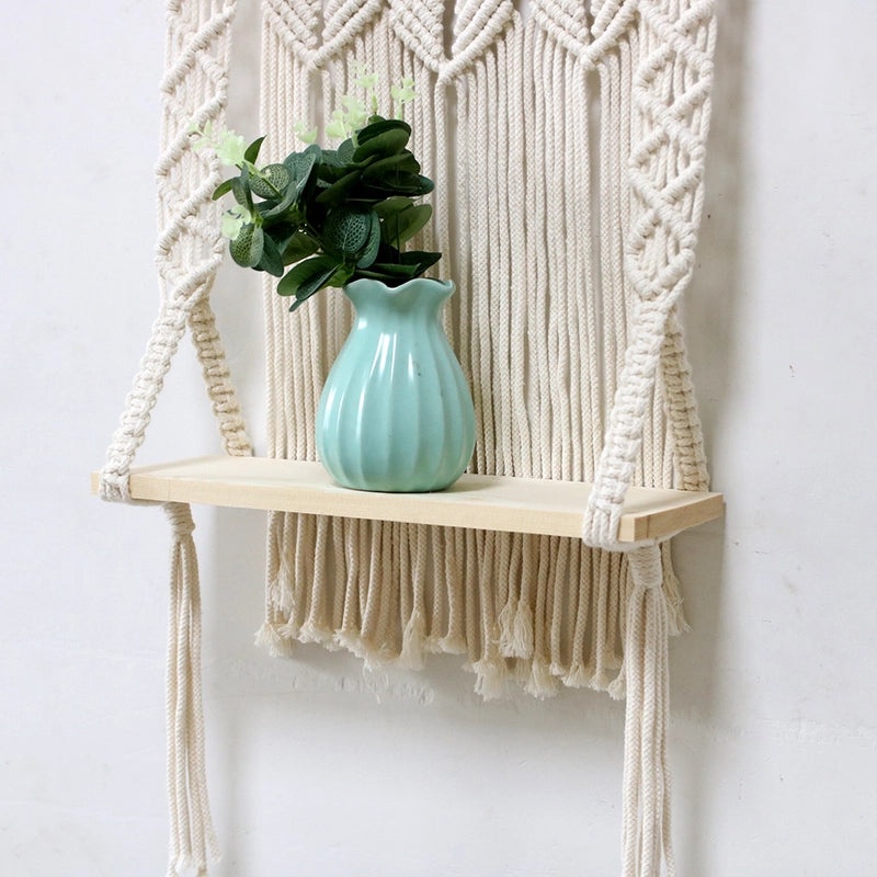Handwoven Pure Cotton Rope Tapestry Storage Rack | Home Storage & Wall Decorations