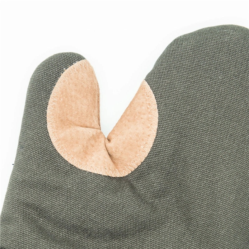 Stylish Color Block PU Leather Heat Resistant Gloves for Cooking and Baking|Kitchen Accessories