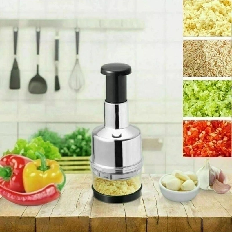 Minimalist Solid Color Stainless Steel and Plastic Vegetable Chopper 1 Piece|Kitchen Tools & Gadgets