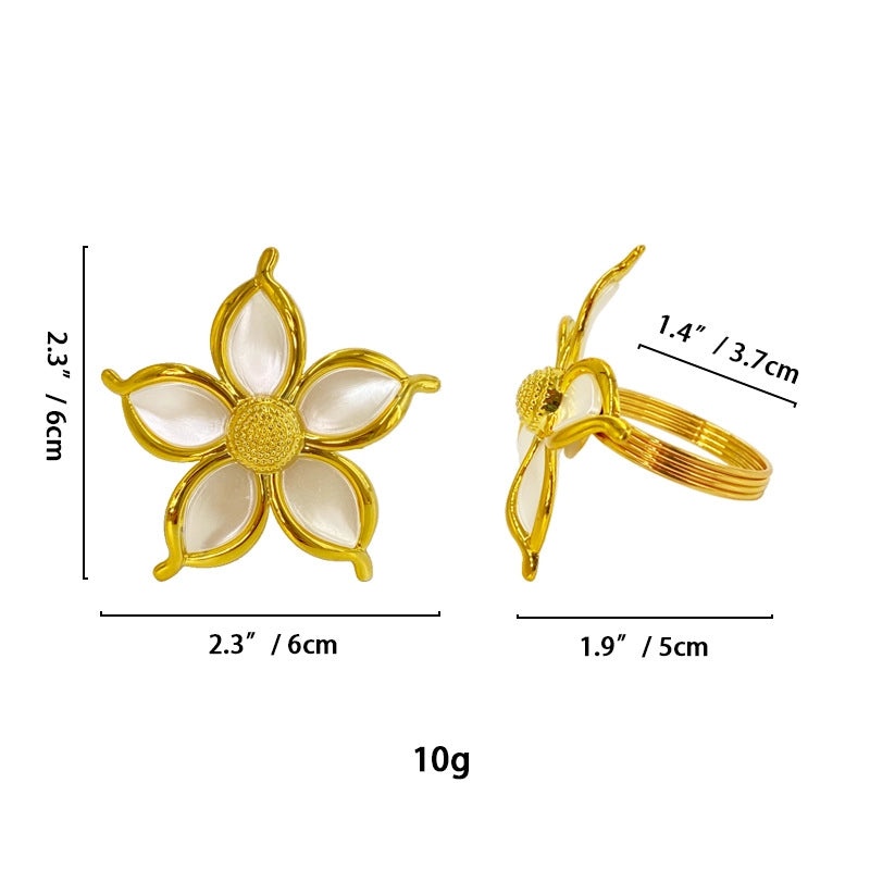 White Floral Napkin Rings Set | Home & Kitchen Tableware