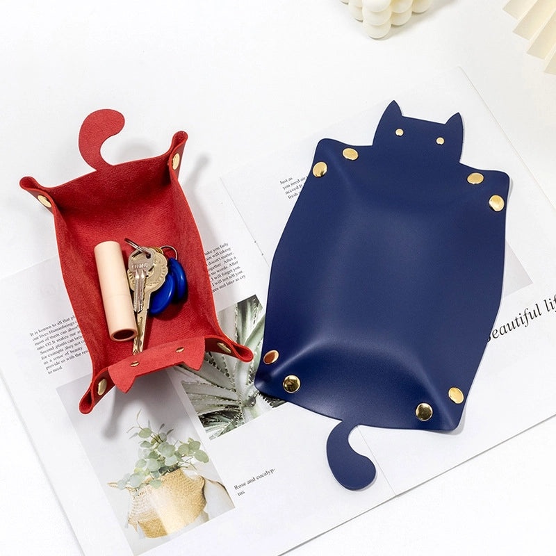 Stylish Solid Color PU Leather Key Holder Box with Secure Storage | Home & Living Accessories