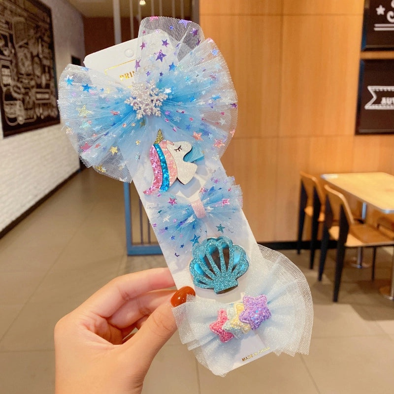 Children's Cartoon Bow Hairpin Set | Kids Hair Accessories