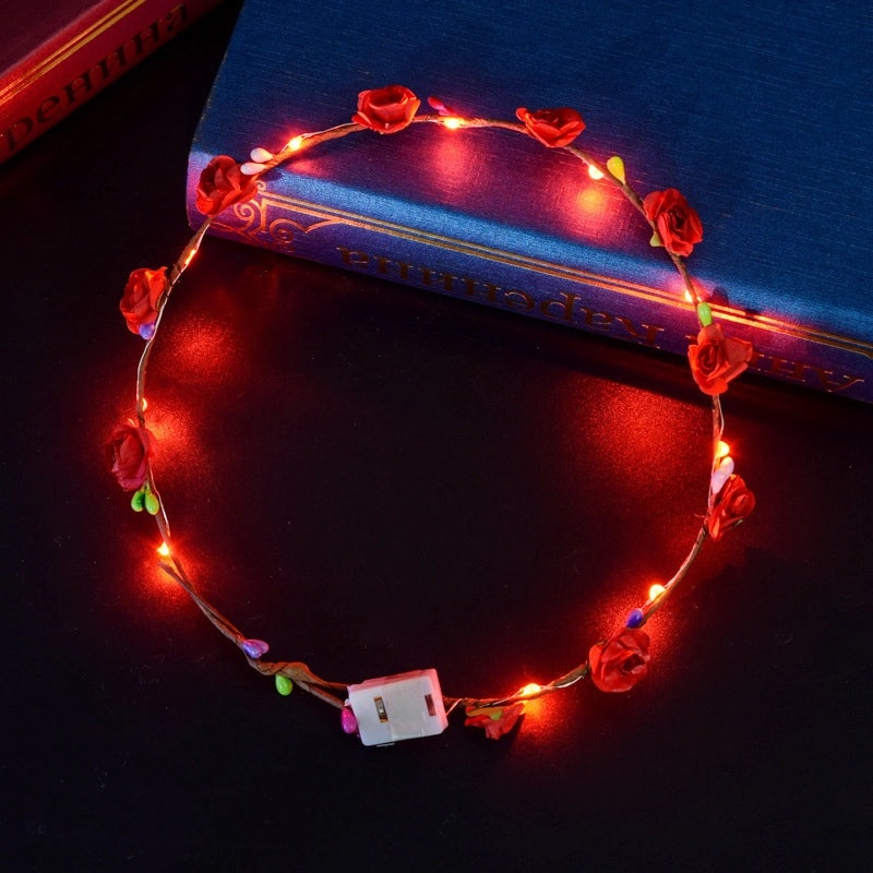 Luminous Floral Wreath Hairband Korean Mori Style Rattan Headdress Summer Festival Accessories|Hair Accessories