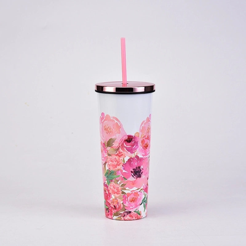 Floral Print Large Capacity Straw Cup 2022 New Fashion | Drinkware & Tumblers