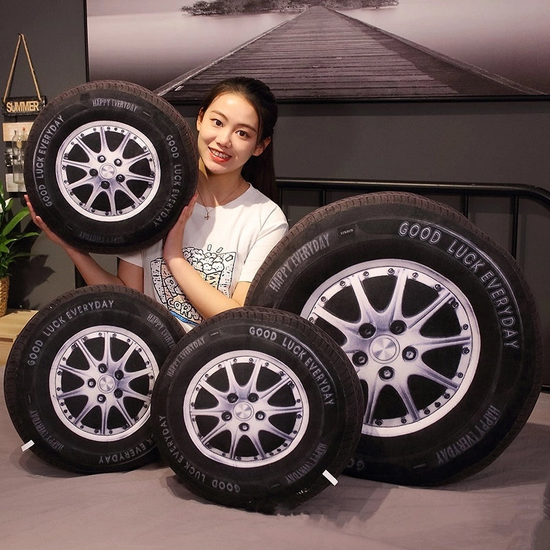 Minimalist Tire Plush Throw Pillow for Couch and Sofa | Home Decor & Pillows