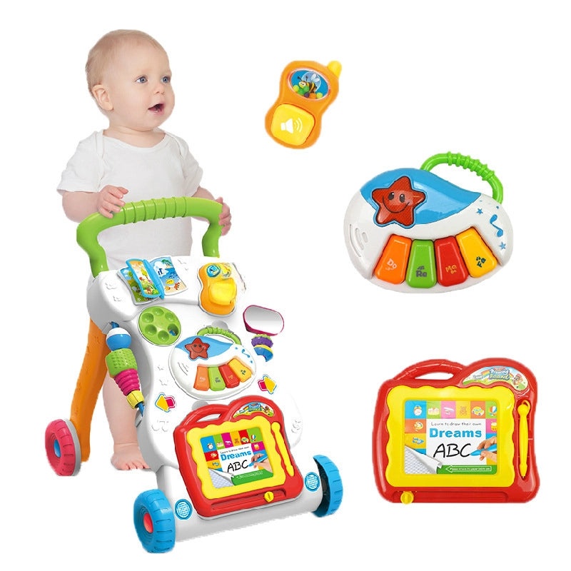 Adjustable Speed Baby Walker Trolley with Music and Anti-flip Design | Baby Strollers & Walkers