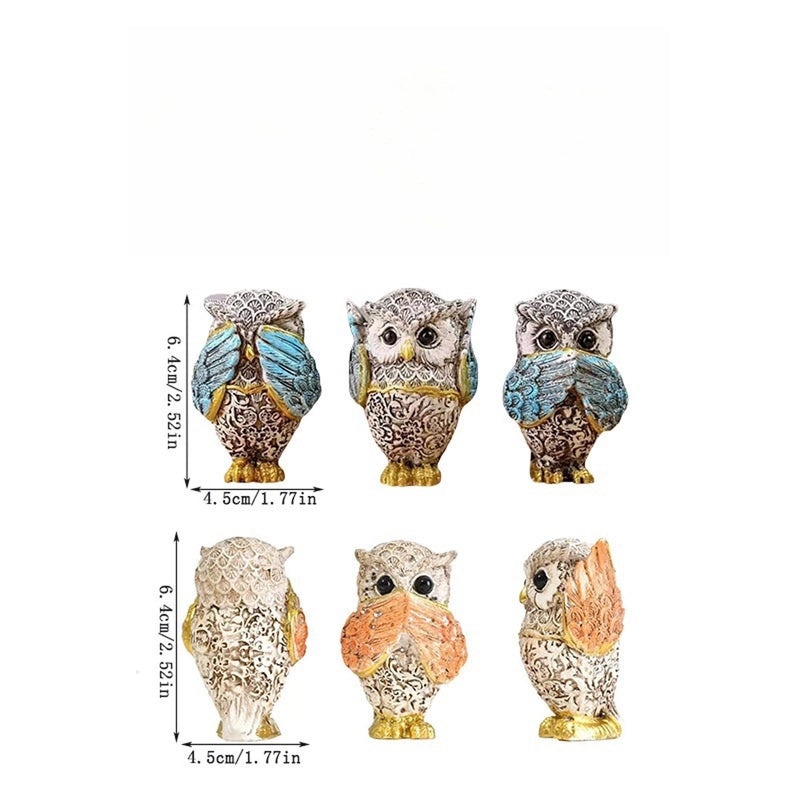 Cute Cartoon Owl Resin Figurines for Home Decor|Home Decor & Ornaments