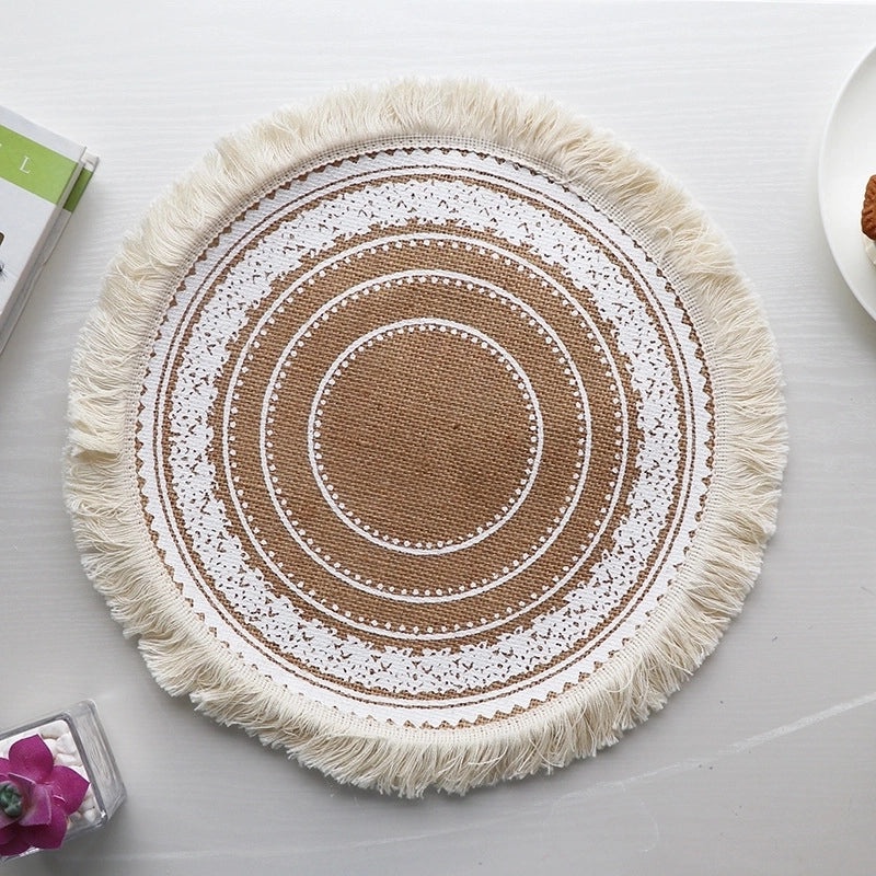 Baroque Inspired Solid Color Jute Placemat Single Piece|Home Decor & Tableware