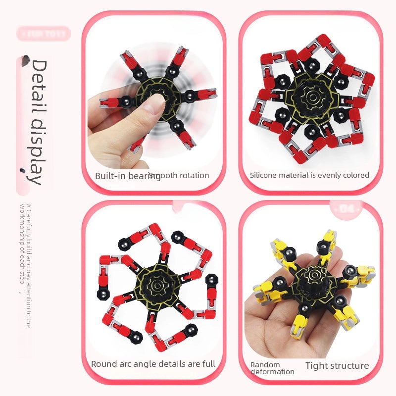 Mechanical Gyro Deformation Toy with Luminous Light and DIY Chain for Fingertip Decompression|Fidget & Stress Relief Toys