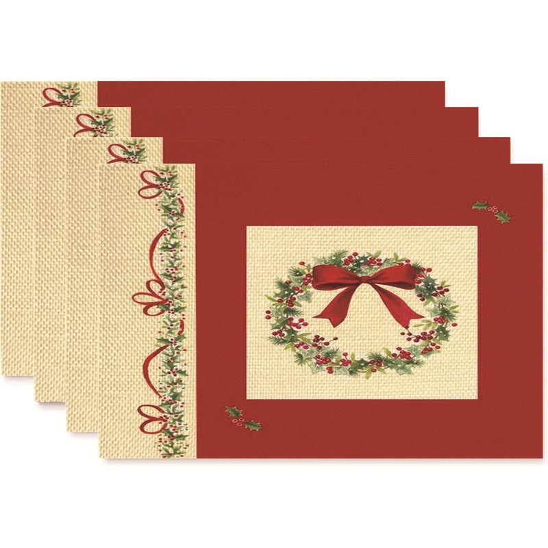 Nordic Christmas Tree Bow Knot Snowflake Linen Cotton Placemat|Home Decor & Tableware