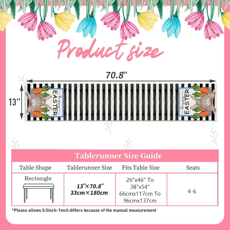 Cute Easter Home Decor Polyester Tablecloth Multicolor Bunny Stripe