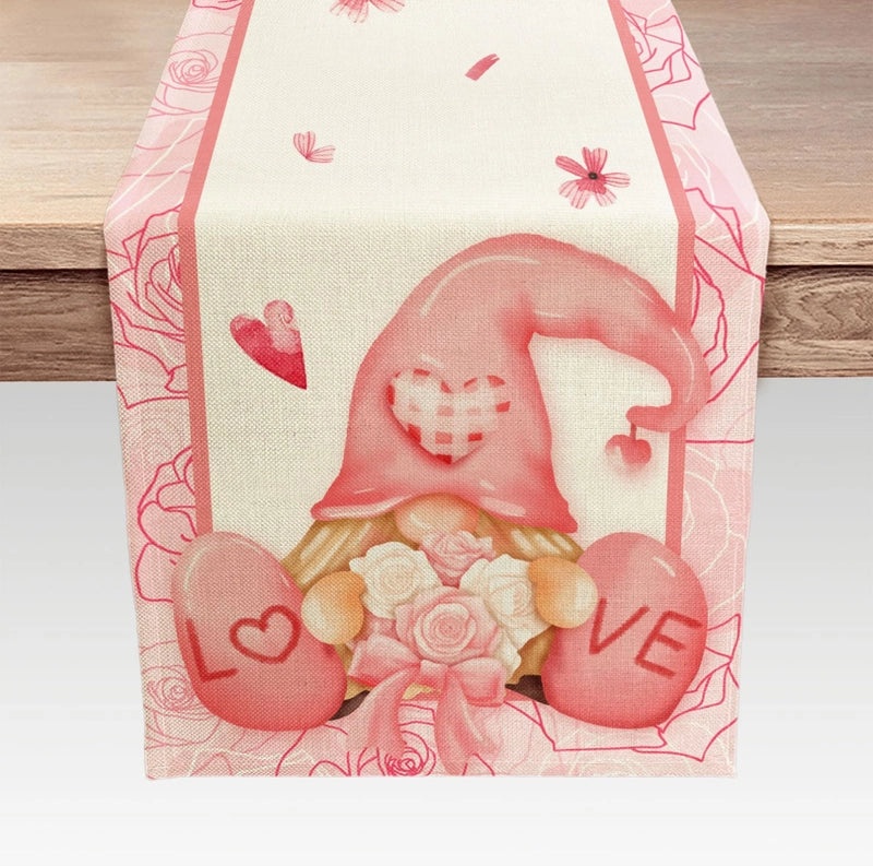 Valentine's Day Elegant Minimalist Heart Letter Polyester Tablecloth | Home Decor