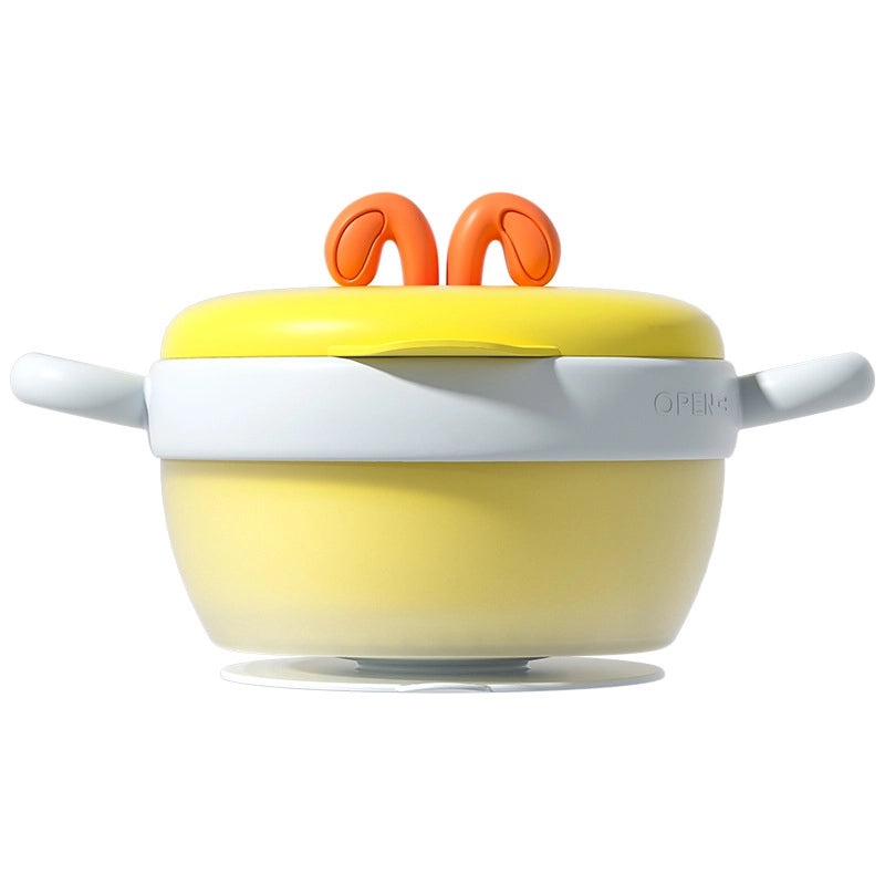 儿童防摔防烫不锈钢保温碗带吸盘宝宝辅食碗餐具套装|婴儿餐具