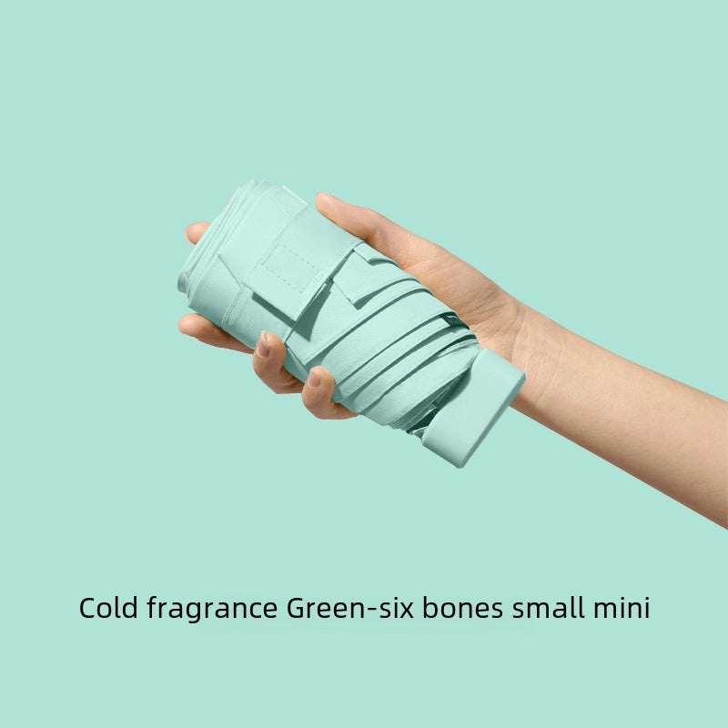 Compact Five-Fold UV Sunscreen Mini Umbrella for Women | Sun Protection & Rain Use | Portable Thickened Flat Umbrella | Women's Accessories