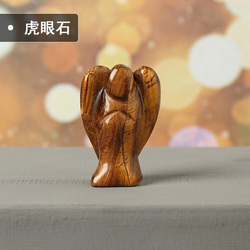 1.5-inch Amethyst and White Crystal Angel Sculpture Rough Stone Home Decor | Crystal Crafts & Ornaments