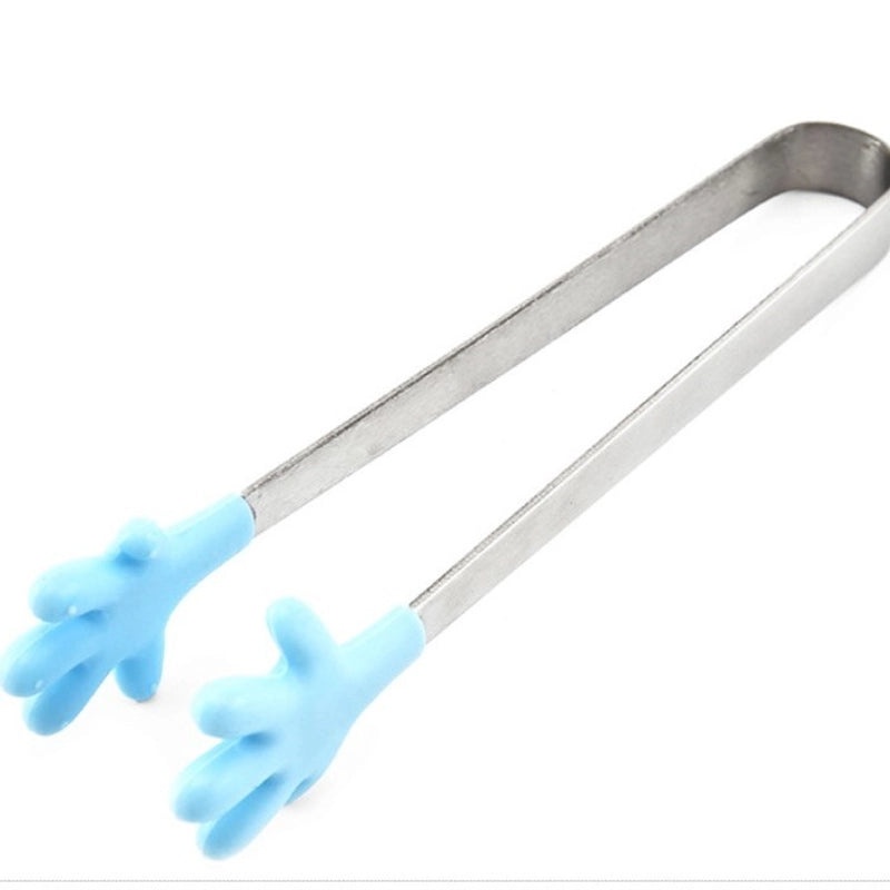 Silica Gel Food Tongs with 430 Stainless Steel Handle - Casual Solid Color Design | Kitchen Utensils