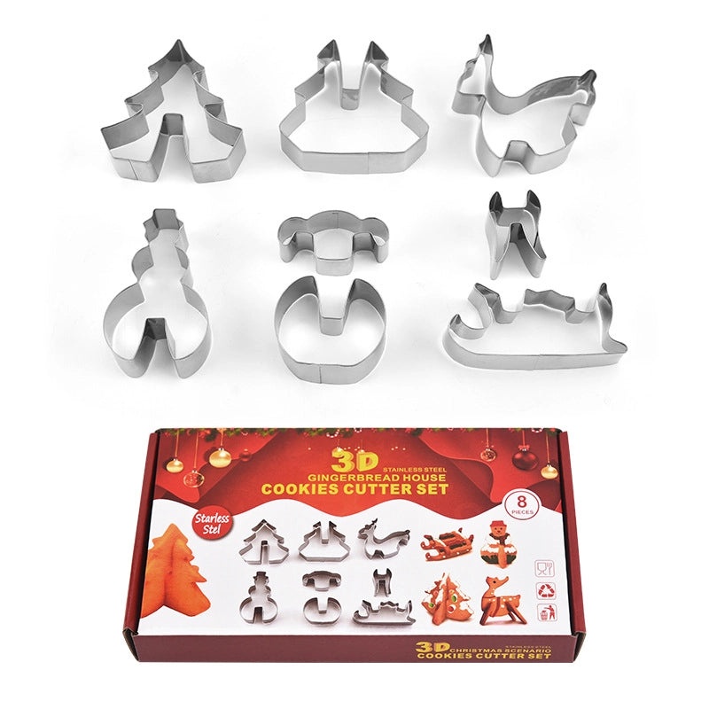 Christmas Themed 430 Stainless Steel Kitchen Molds Set - Cute Christmas House & Tree Casual Baking Tools|Kitchen & Dining