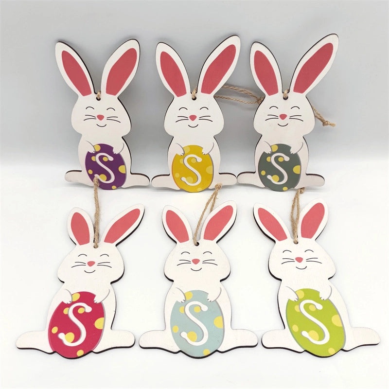 Elegant Easter Wooden Rabbit Hanging Ornament for Home Party Decorations | Home Decor