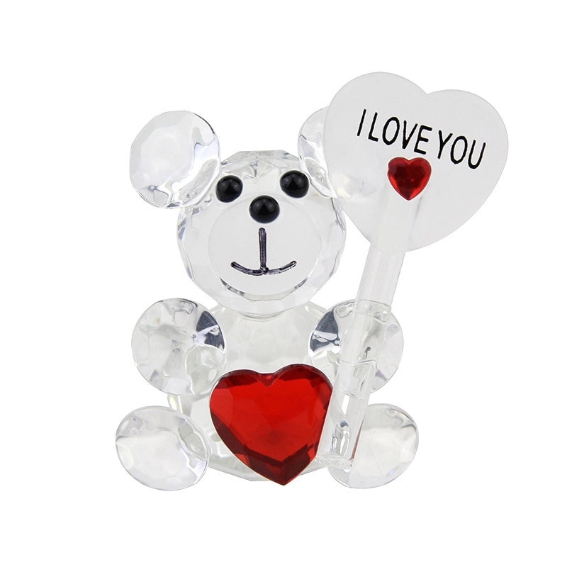 Minimalist Bear Crystal Ornament for Valentine's Day | Home Decor & Gifts