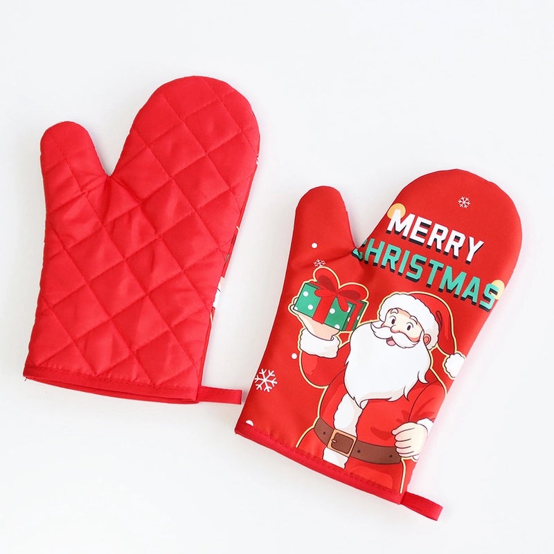 Festive Santa Claus Heat Resistant Gloves in Polyester | Christmas Accessories