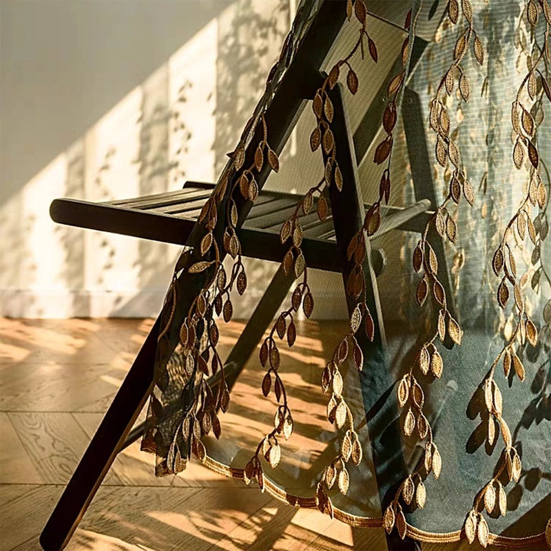 Elegant Polyester Window Curtains Home Decor Leaf Pattern