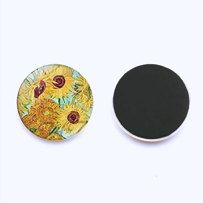 Van Gogh Starry Night Crystal Glass Refrigerator Magnets 25mm Creative Home Decor Stickers|Home & Kitchen Accessories