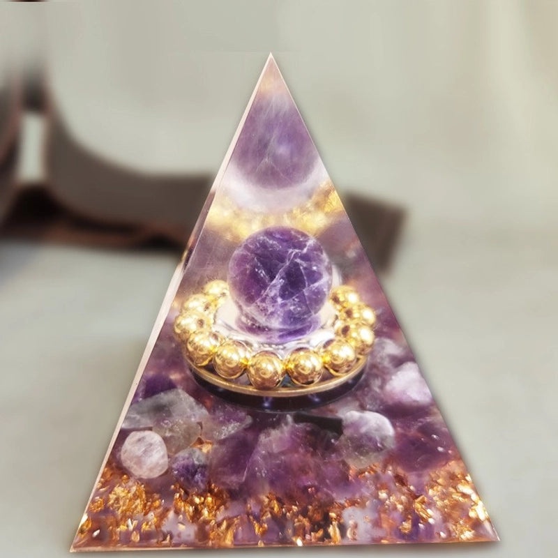 Set of 2 Chinoiserie Resin Crystal Pyramids Decorative Artificial Ornaments | Home Decor