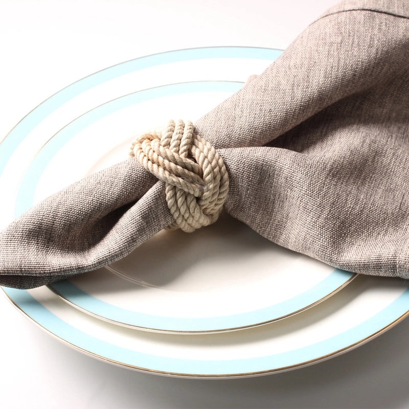 Natural Hemp Rope Napkin Rings - Set of 6 Casual Solid Color Holders | Home & Dining Table Accessories
