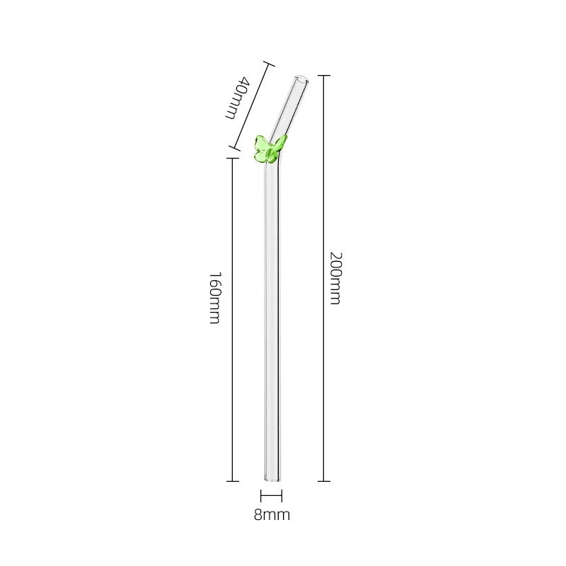 Glass Flower Butterfly Straw, 1 Piece|Drinkware & Straws