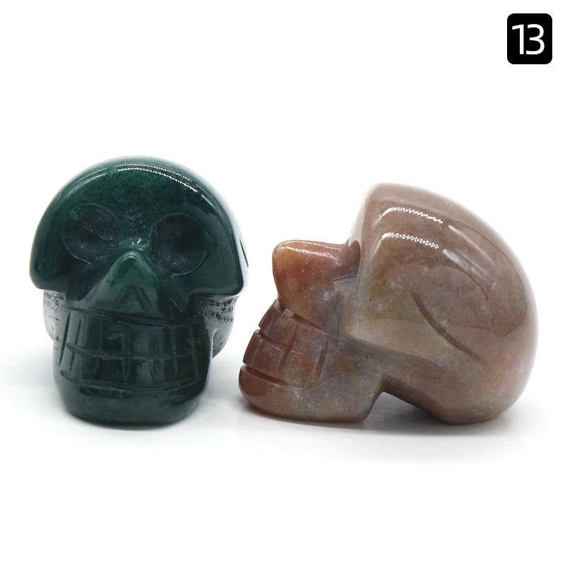 Halloween Vintage Skull Natural Crystal Agate Ornament | Home Decor & Seasonal Accessories