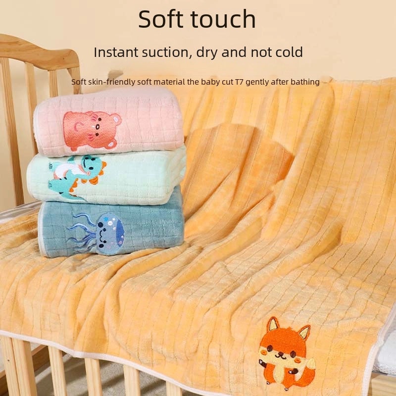 Soft Absorbent Newborn Baby Bath Towel Coral Fleece Quick-drying Thickened Lint-free Blanket|Baby Bath & Care