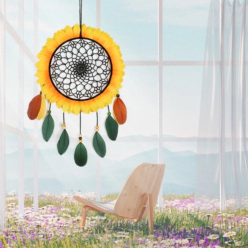 Sunflower Dreamcatcher Wall Hanging Iron Art for Casual Pastoral Decor|Home Decor