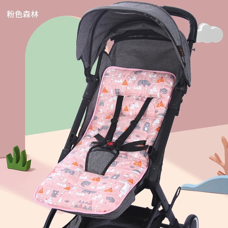 Baby Stroller Cushion Double-Sided Cotton Thick Soft Warm Breathable Ice Silk for All Seasons|Baby Stroller Accessories