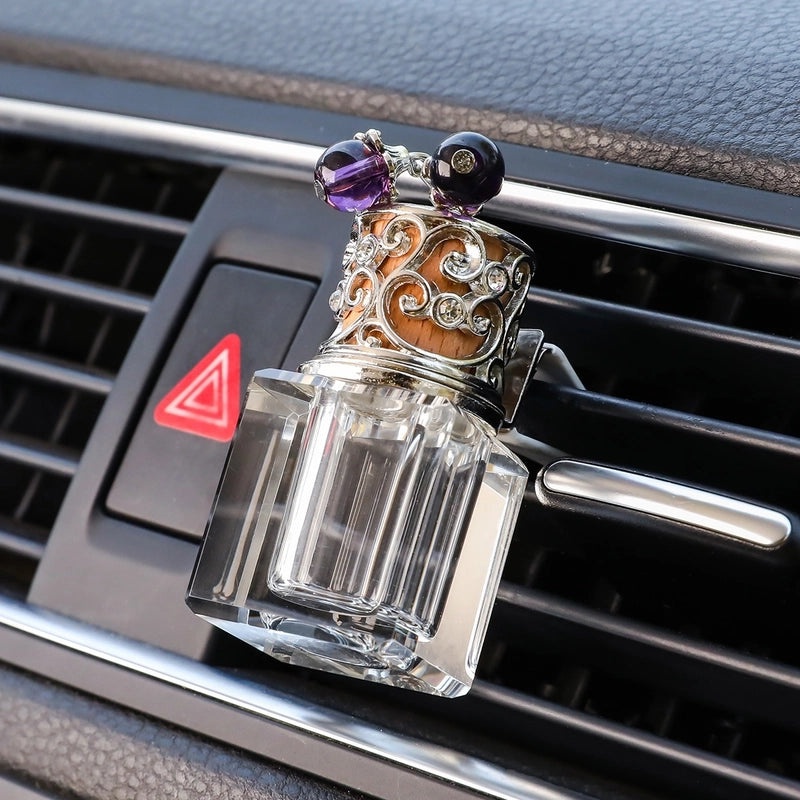 Colorful Transparent Geometric Crystal Car Air Vent Perfume Bottle Hanging Ornament|Car Accessories