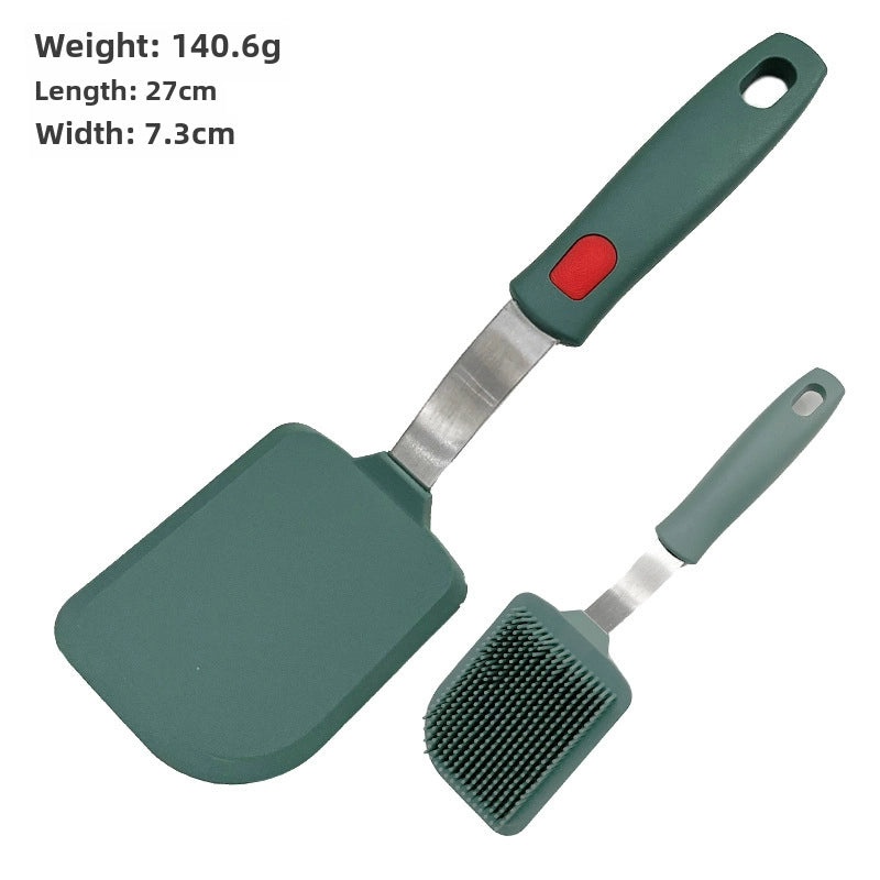 Dark Green Silicone Cooking Spatula with Stainless Steel Handle | Kitchen Utensils