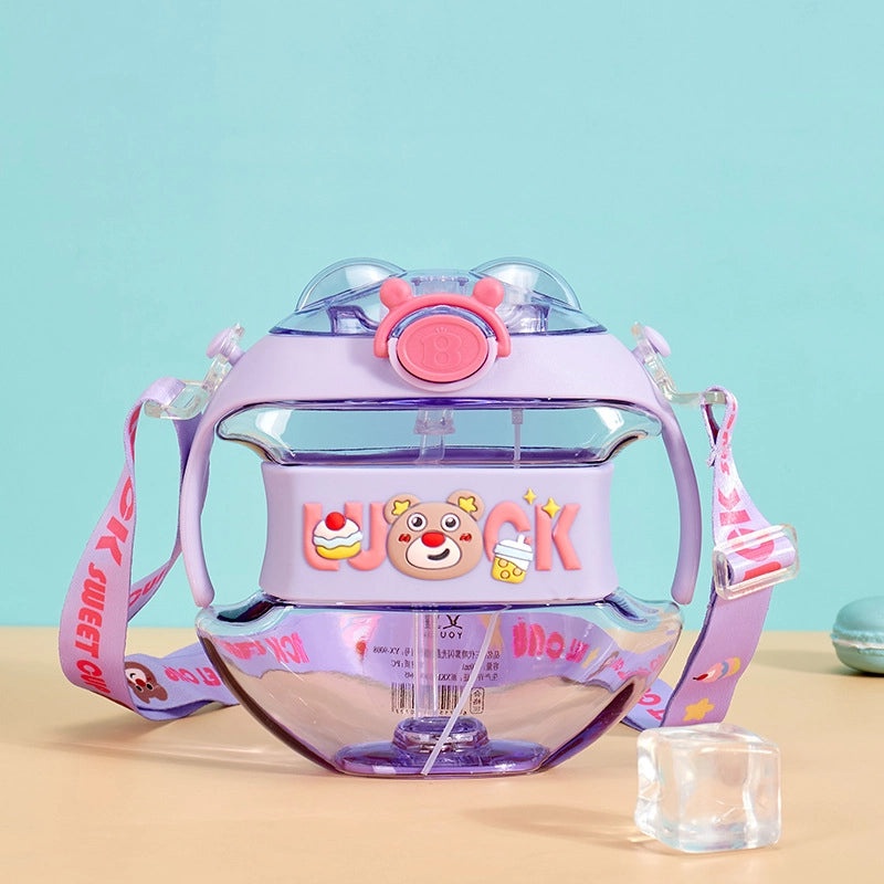 Cartoon Design Plastic Water Bottle for Casual Vacation Use 1 Piece|Travel Accessories