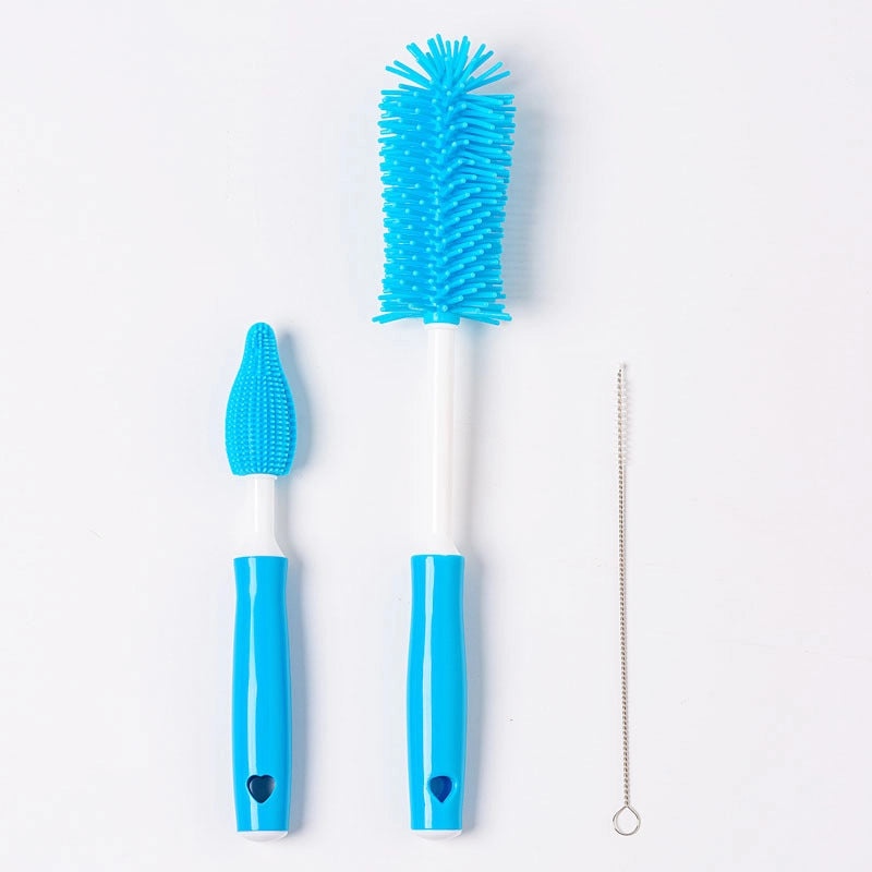 Silicone Baby Bottle Brush Set with Nipple and Straw Cleaners | Baby Feeding Accessories