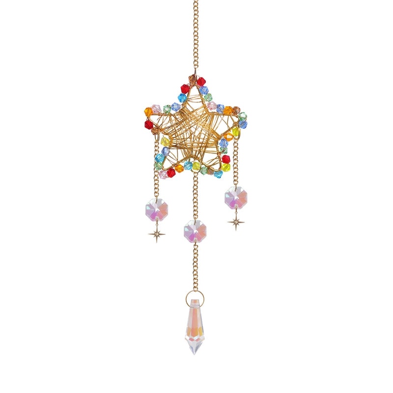 Elegant Star and Moon Crystal Suncatcher Wind Chime | Home Decor & Wall Art