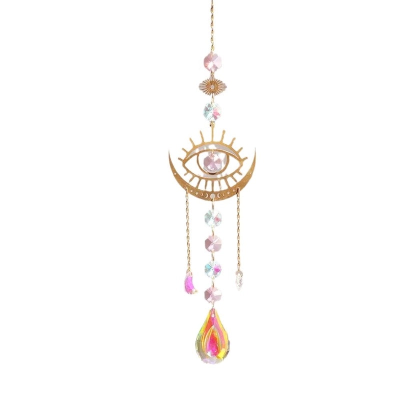Minimalist Devil's Eye Crystal Suncatcher Wind Chime Home Decor | Wall Art & Suncatchers