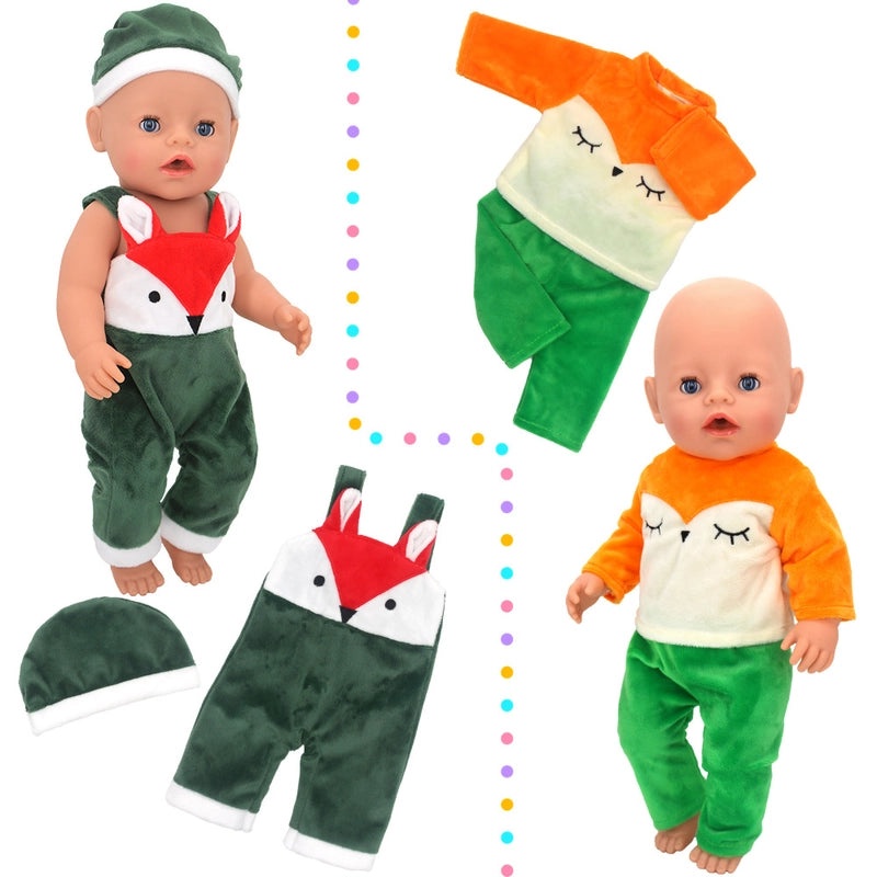 18 Inch Baby Doll Clothes for 43cm Dolls Autumn Winter Christmas Fox Theme Thick Warm Outfit|Doll Clothes & Accessories