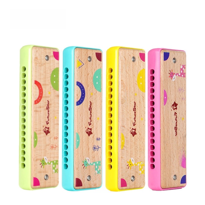 Wooden 16-Hole Polyphonic Harmonica for Kids | Musical Instruments & Accessories