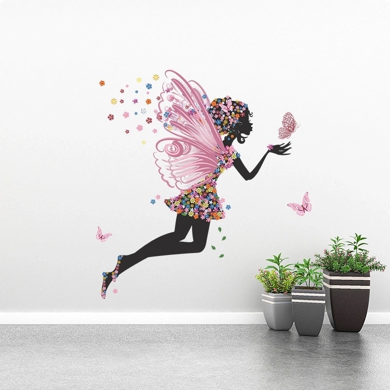 Butterfly Flower Elf Girl Wall Decal for Bedroom Dance Theme | Home Decor Wall Stickers