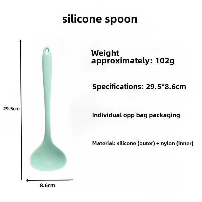 Food Grade Silicone Long Handle Soup Spoon High Temp Resistant Non-stick Cooking Pan Mini Porridge Spoon|Kitchen Utensils