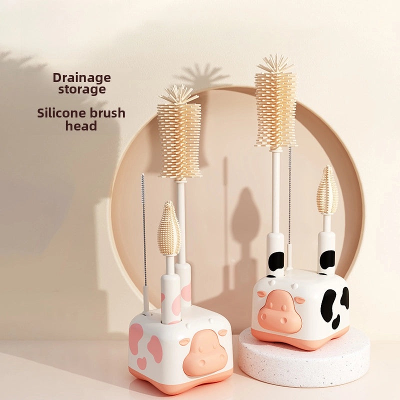 Portable Silicone Baby Bottle Brush Set with Drain Rack | Baby & Child Care Accessories