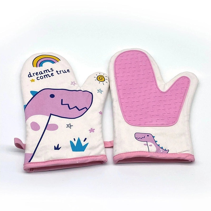 Cotton Heat Resistant Gloves with Minimalist Polka Dot Design|Kitchen & Dining Accessories