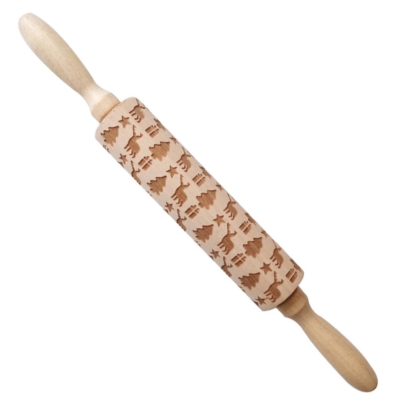 Christmas Elk Cartoon Rolling Pin Ethnic Style Theaceae Muhe | Kitchen Utensils & Baking Tools
