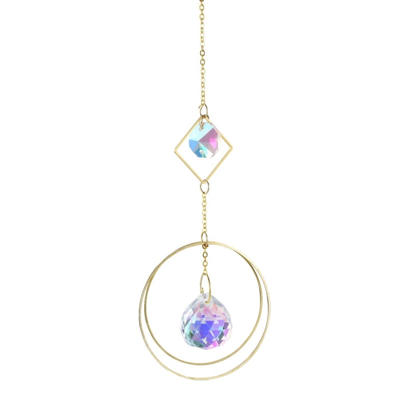 Celestial Geometric Moon Pendant with Crystal Charm|Jewelry & Accessories